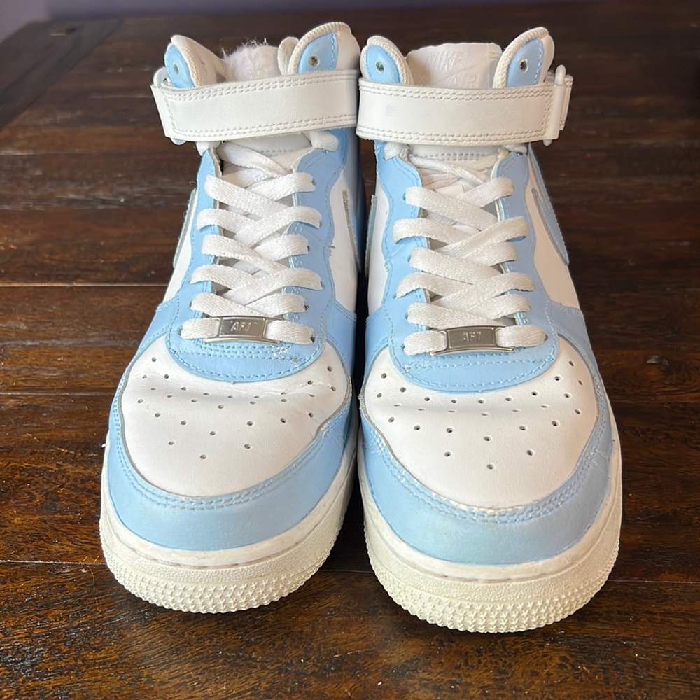 Nike Air Force Ones. Light blue and white. US 7 Y.